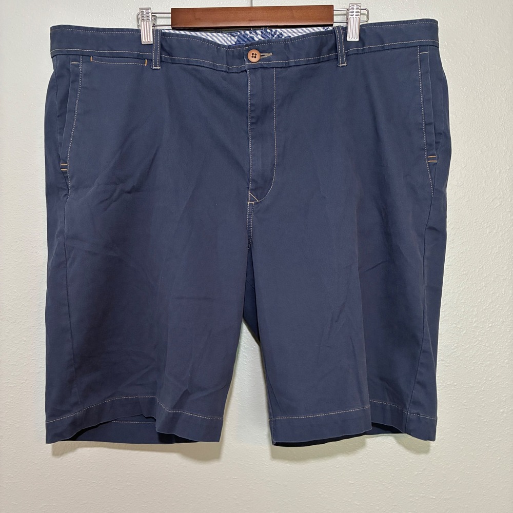Tommy Bahama Mens Navy Blue Flat Front Cotton Stretch Chino Shorts Size 44